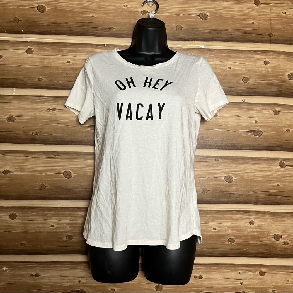 5/$20 Old navy women short sleeve classic beige tee size‎ small